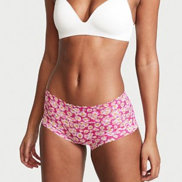 Victoria's Secret The Lacie Shortie Panty Pink Fire Mini Daisy Medium NEW - Picture 3 of 4